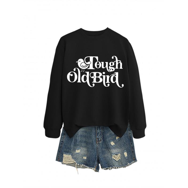 Womens Oversized Cotton Hoodie Sweatshirt With Bold Print - Casual Winter Top Daily Wear