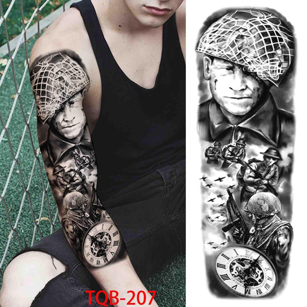 1 PC 480*170MM Full Arm Temporary Tattoo Sticker Sleeve Men Women Fashion Sexy Fake Tattoo Wolf  Lion Tiger Painting Tattoo Skull Angel Tattoo