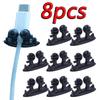 8pcs Silicone Cable Clips Car Mobile Phone Charger Cable Line Organizer Charger Cord Concentrator Headphone Wire Manager Clips