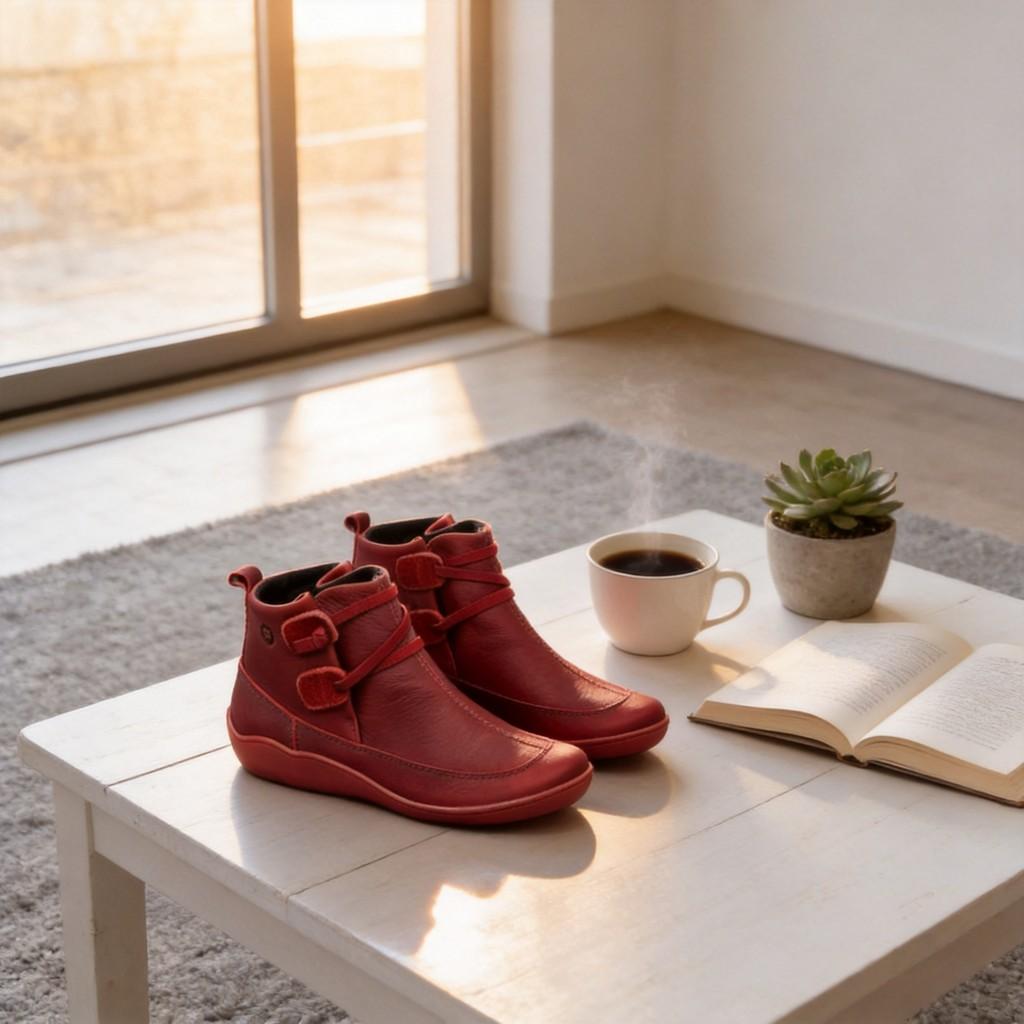 Womens Lace Up Ankle Boots Comfy Round Toe Leather Panel Casual Rubber Sole Shoes