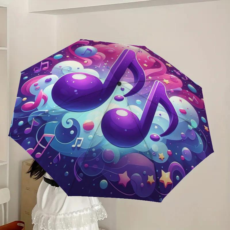 1pc Music Notes Fantasy Background Umbrella with Plastic Handle,Suitable for All Seasons Home Travel Outdoor UmbrellaDD195