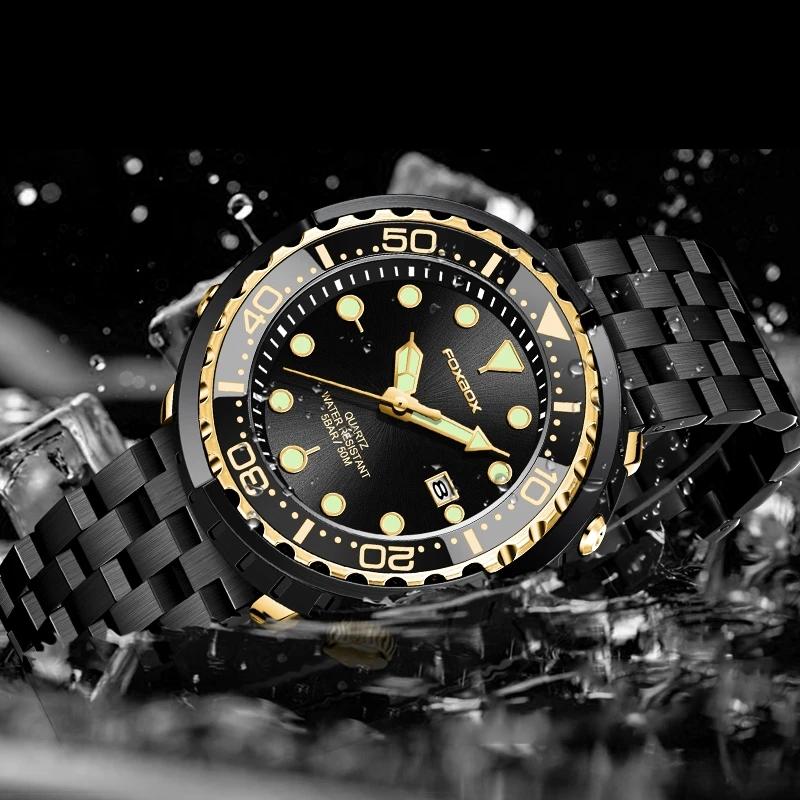 LIGE Модные мужские часы 50M Водонепроницаемые светящиеся спортивные наручные часы Кварцевые часы с вращающимся безелем и автоматической датой