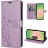 Case for Samsung Galaxy A56 5G - BOOLING - Scratch-Resistant Synthetic Leather Purple Plant Pattern