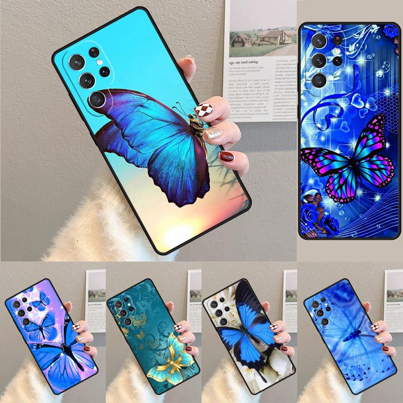 Синий Чехол-бабочка для телефона Samsung Galaxy note 10 pro S26 Ultra S23 S24 FE S25 S21 S22 PLUS противоударный Чехол