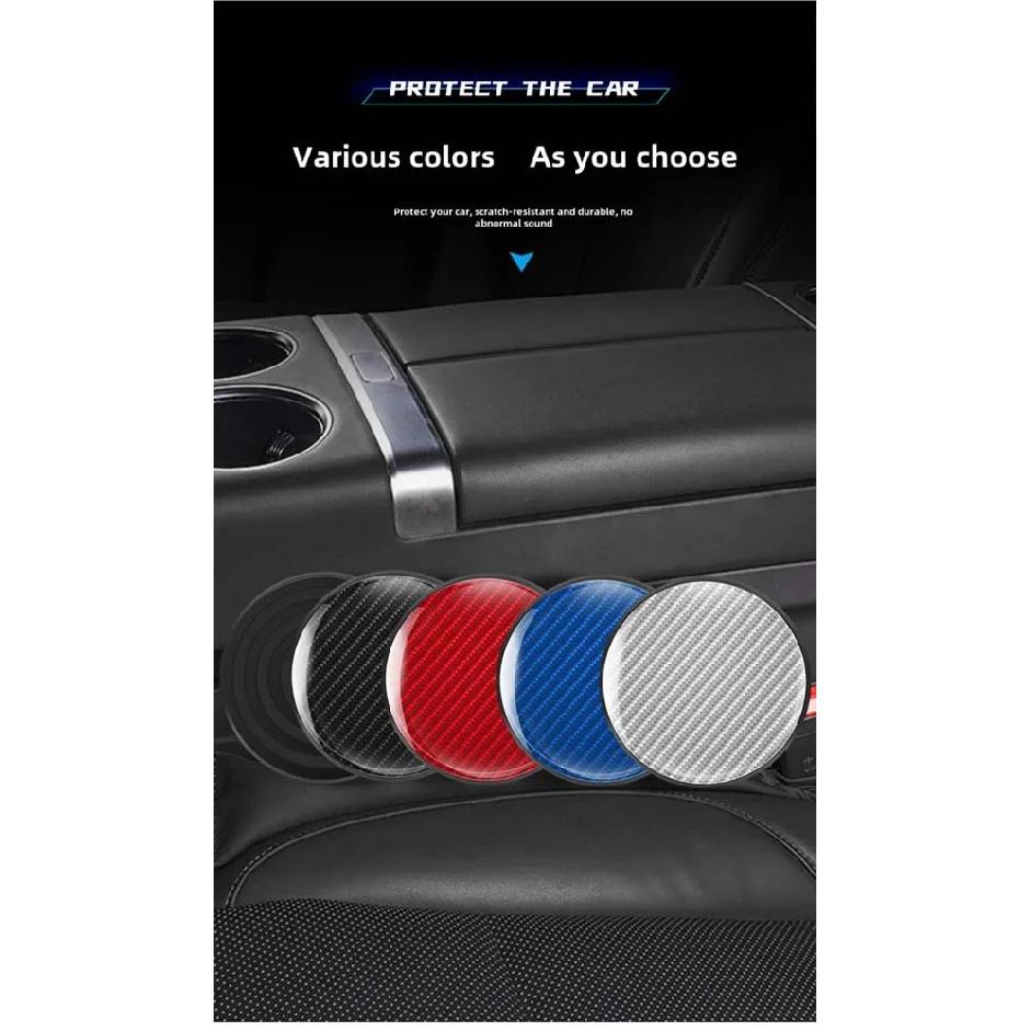 Car 5D Carbon Fiber High brightness Print Coaster, PVC Rubber Anti-slip Pad Car Cup Holder Mat, For Car Interior Decoration
