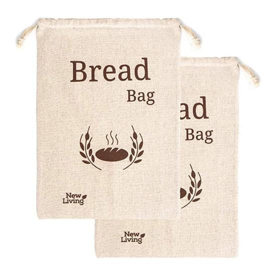 Reusable Bread Bag Eco-friendly Drawstring Design Easy To Clean Homemade Bread Storage Bag Dry Food Storage Organizer