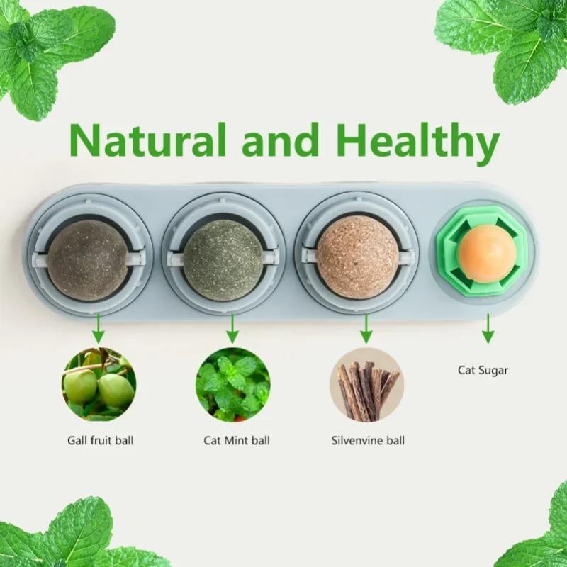 Игрушки с кошачьей мятой 4 в 1 - Забавные лизательные шарики-лакомства для кошек, игрушка для котят для игр и жевания, для чистки зубов, способствует пищеварению, товары для питомцев