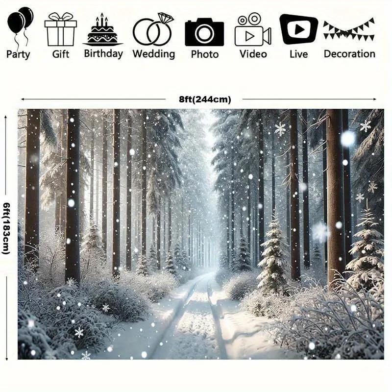 2D plane 1 piece. Snowflake forest path background suitable for home and garden decoration winter wonderland scene.ZL