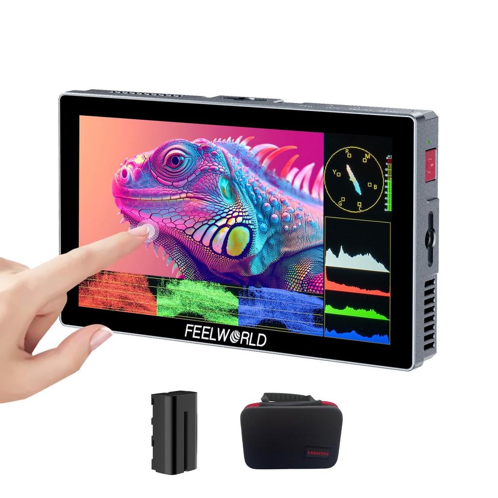 FEELWORLD P6X 1200 нит монитор для DSLR камеры с алюминиевым корпусом, 4K 3D, полный и портативный, с кабелем Micro HDMI, 5,5-дюймовый сверхъяркий корпус, HDMI, LUT, осциллограмма,