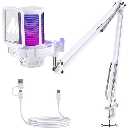 MAONO USB Condenser Gaming Microphone, PC Microphone Set with Noise Cancellation, Mute Button, Unidirectional Polar Pattern, RGB Lighting, Volume Cont