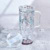 Pre-Drilled Holes Snowglobe Tumbler 40 Oz Capacity Glitter Snow Globe NEW Mason Jar Cups  Drinkware