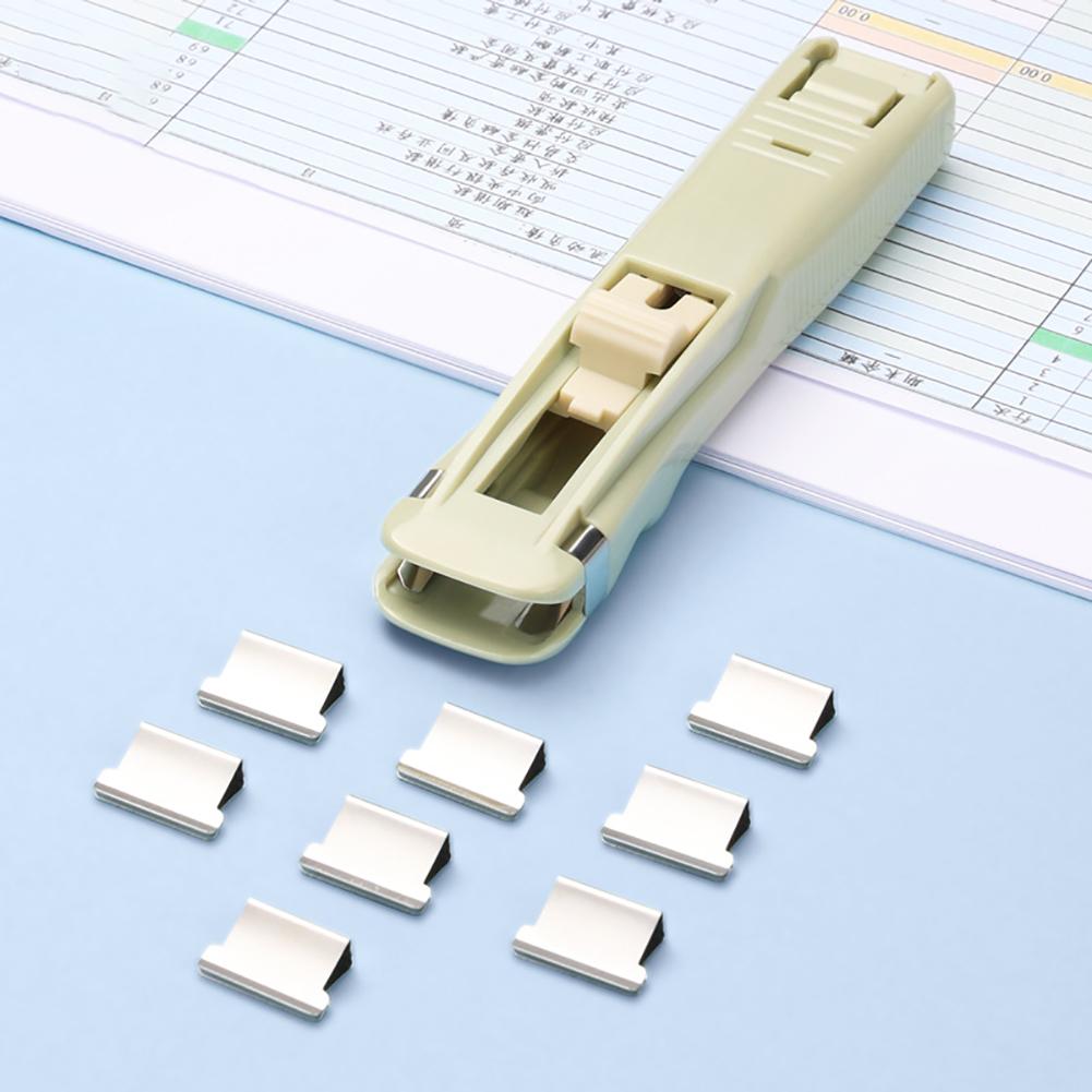 Push Clip Device Portable Handheld Paper Fast Clam Clip Dispenser Fixing Clip Stapler For School Office Supplies