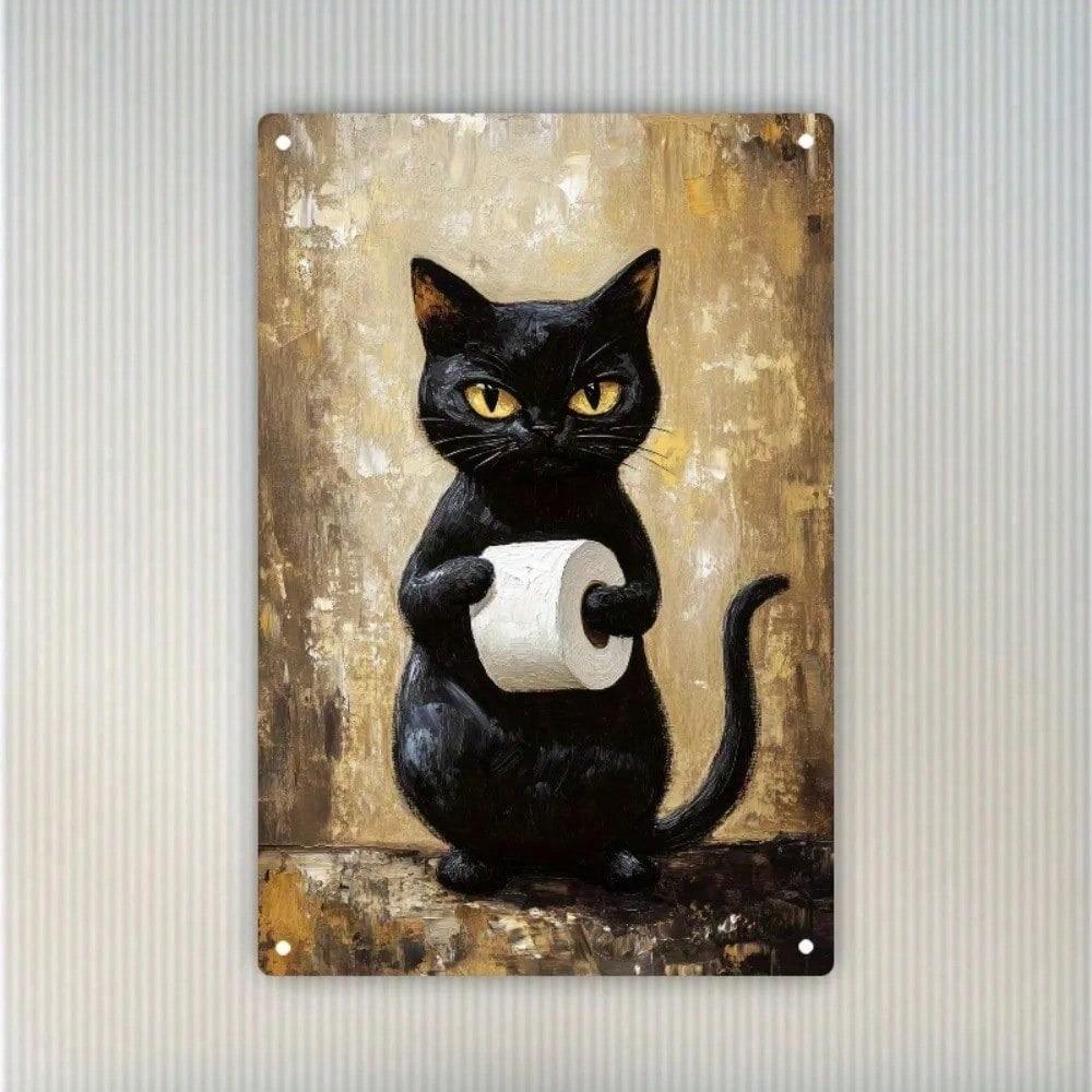 Забавная винтажная табличка для ванной с кошкой, 8x12 дюймов, железная настенная табличка, юмористический подарок для любителей кошек, декор для дома и офиса
