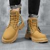 Fashion Yellow Men's Motorcycle Boots Casual Platform High Top Boots Outdoor Street Biker Shoes Men Leather Ankle Boots for Men
