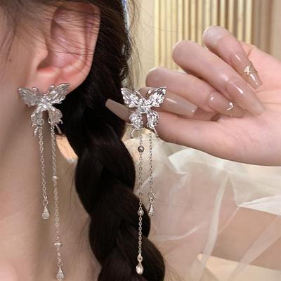 Серьги-бабочки из серебра 925 пробы с кисточками — модный длинный роскошный дизайн для женщин