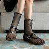 Fashion 2025 Women's New Mesh Roman Boots Sexy Short Boots Women's 2024 New Black Single Shoes Sandals Sandalen