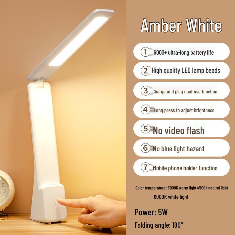 Портативная складная настольная лампа с защитой глаз и длительным временем работы от аккумулятора, идеально подходит для студенческих общежитий и учебных комнат
