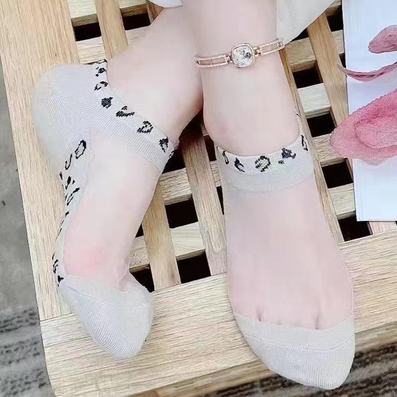 Женские сексуальные шелковые носки с леопардовым принтом