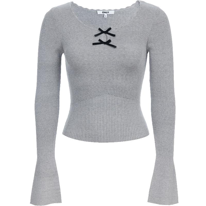 ONLY Women's Lace Trim Flared Sleeve Knit Top