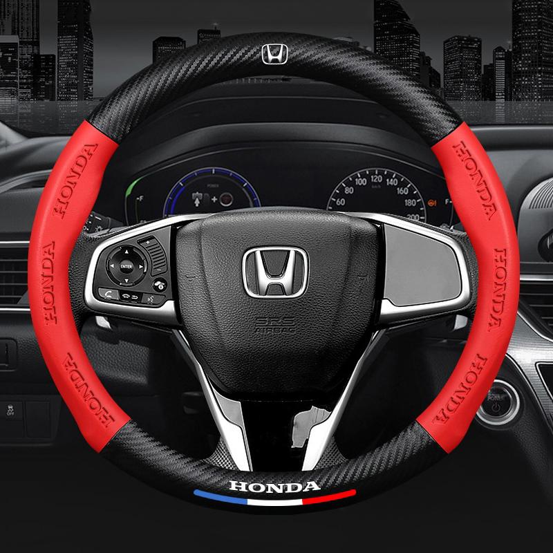 38CM Anti Slip Car Steering Wheel Cover Carbon Fibre Texture For Honda Civic Fit Jazz Accord Pilot CRV Odyssey Passport City HRV