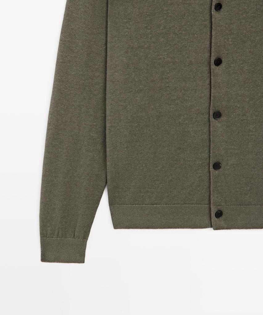 Кардиган Massimo Dutti из льняного трикотажа на пуговицах