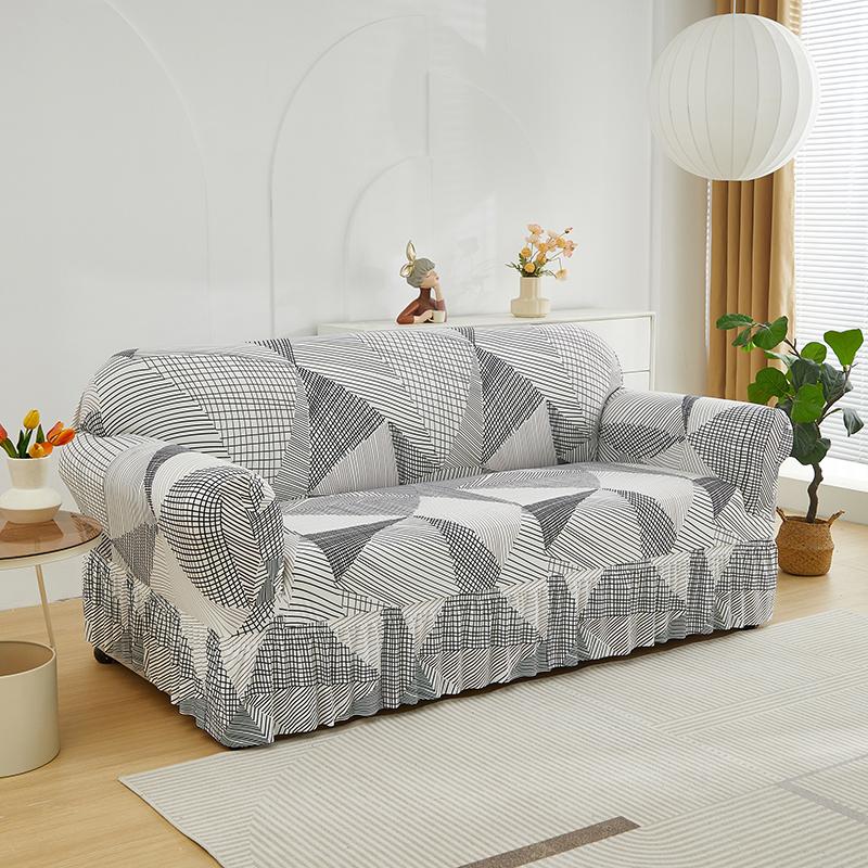 Printed Ruffled Skirt Sofa Covers for Living Room Stretch Couch Cover Sofa Slipcover Furniture Protector Easy Fitted Washable