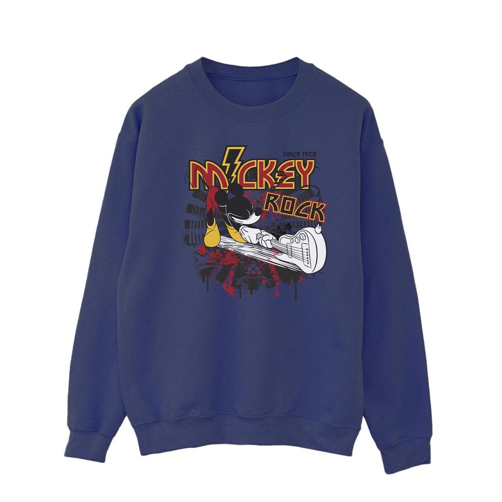 Disney Mens Mickey Mouse Smash Guitar Rock Sweatshirt