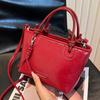 Модные универсальные красные сумки для женщин, новые простые сумки через плечо из искусственной кожи для шопинга и поездок на работу, женские кошельки-ведра