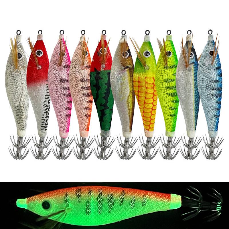 Luminous Shrimp Fishing Lures 1Pcs 10cm Horizontal Squid Hook Artificial Bait for Beginner Anglers Fishing Trips