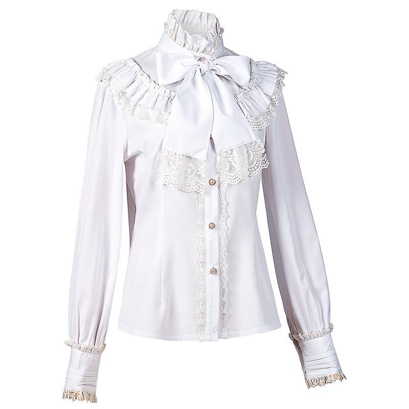 Pirate Blouse Ruffled Shirt Womens White Long Sleeve Victorian Blouse Womens Gothic Lolita Shirt