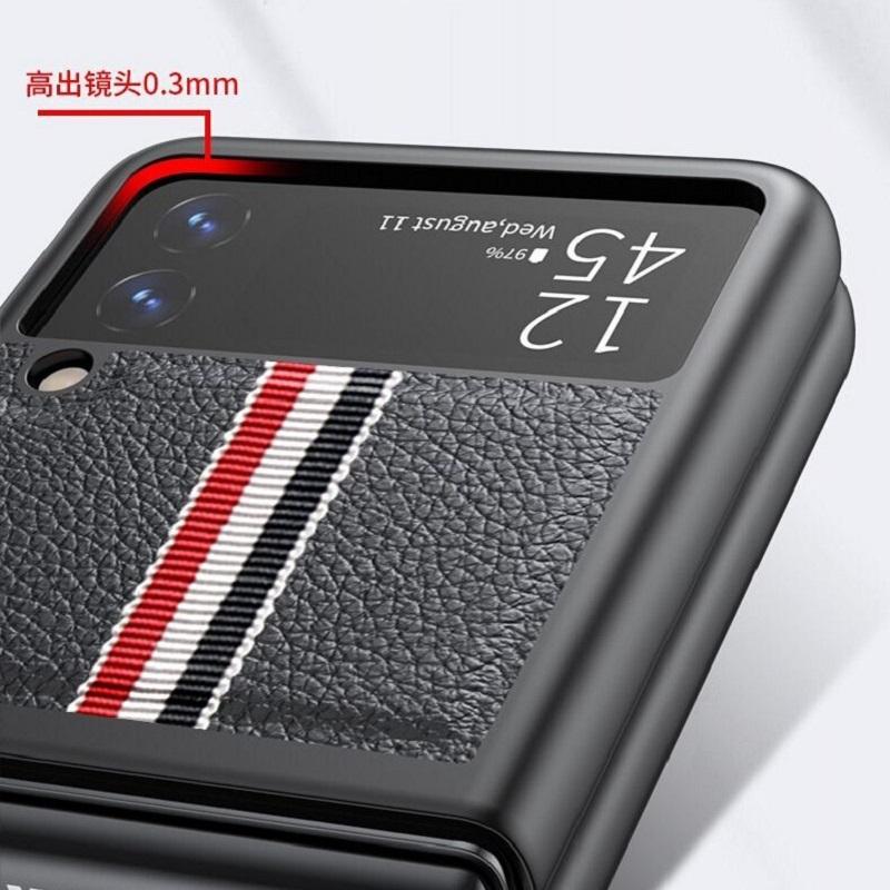Классический складной деловой чехол в полоску для Samsung Galaxy Z Flip 4, чехол Zflip4, роскошный противоударный кожаный чехол для Samsung Z Flip 3
