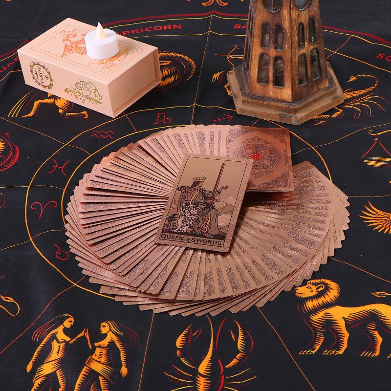 Водонепроницаемый набор карт Таро с золотой фольгой - Классическая полная колода для вечеринок