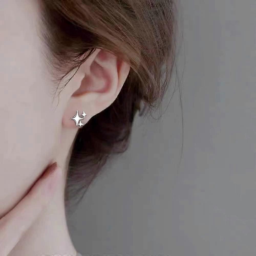 925 Silver Stud Earrings, High Polish Star Earrings, Dainty Hypoallergenic Ear Jewelry Stud Earrings for Women Girls