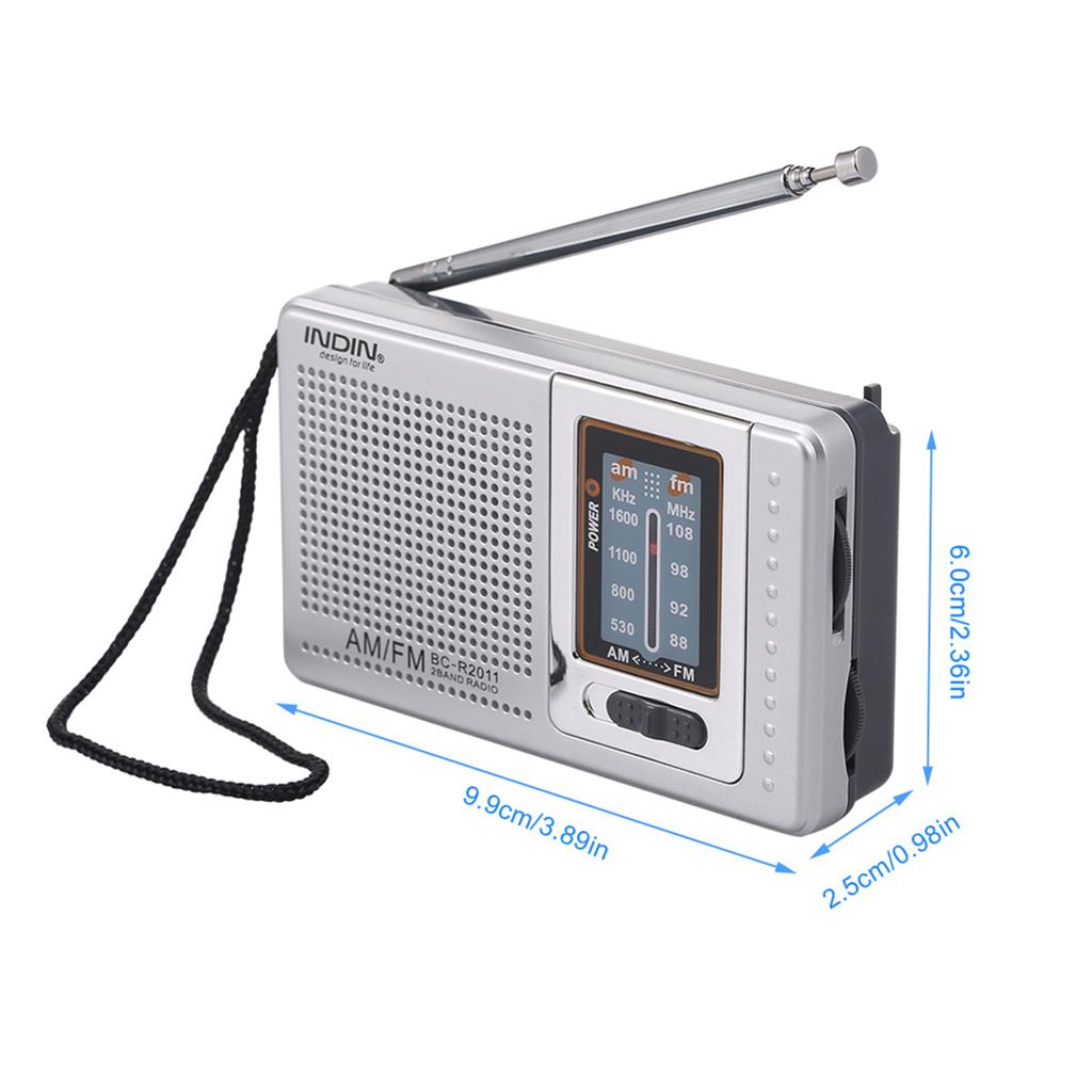 -R2011 AM FM Radio 2 Band Radio Receiver Portable ket Radio Built-in Spker w/ Hdphone Telescopic