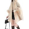 Cloak Shawl Integrated Fleece Thickened Large Size Loose Hooded Medium And Long Cardigan Woolen Jacket 1189