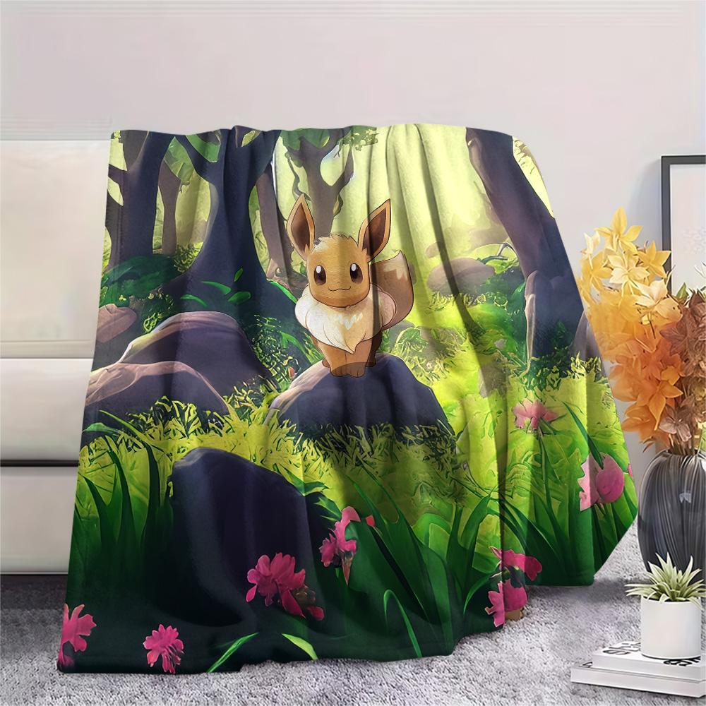 Eevee Print Flannel Blanket, High quality Comfortable for All Seasons, Home Decor, Warmth and Comfort