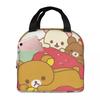Rilakkuma Sakura Изолированная сумка-ланчбокс для женщин Офисная сумка-холодильник Термосумка для еды Сумка-тоут Портативные ланч-боксы Контейнер