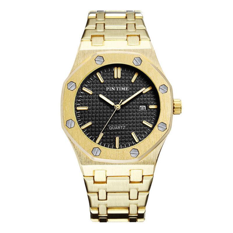 PINTIME Мужские часы класса люкс, автоматические часы с датой, водонепроницаемые, светящиеся, мужские наручные часы, кварцевые, из нержавеющей стали, спортивные часы