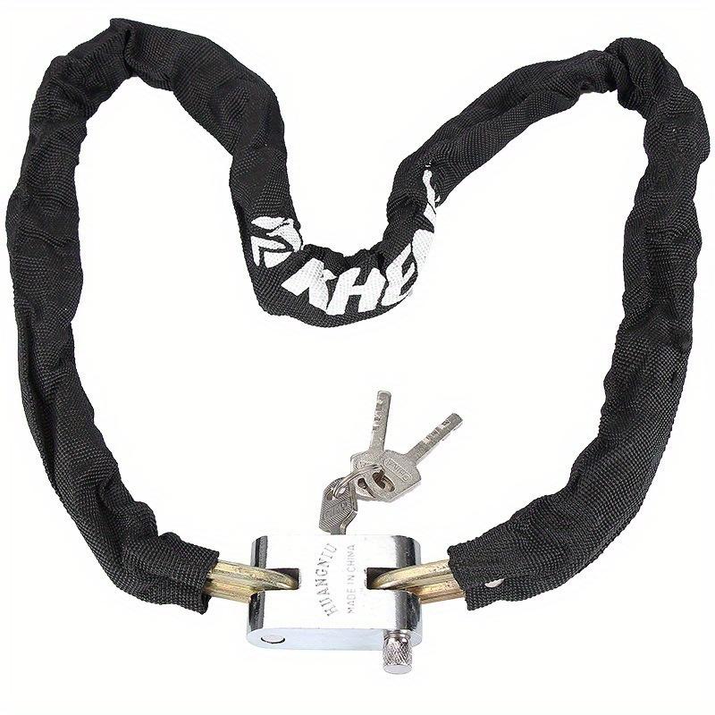 1Pc Premium Black Bike Lock with Manganese Steel Chain Heavy Duty for Mountain Bikes Cycling