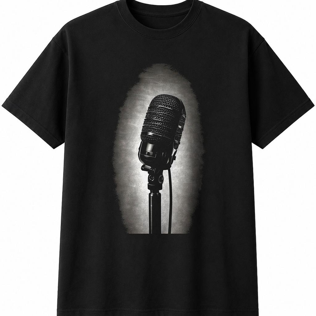 Microphone Mens Womens T-Shirt Retro Vintage Unisex Novelty Gift Tee Funny