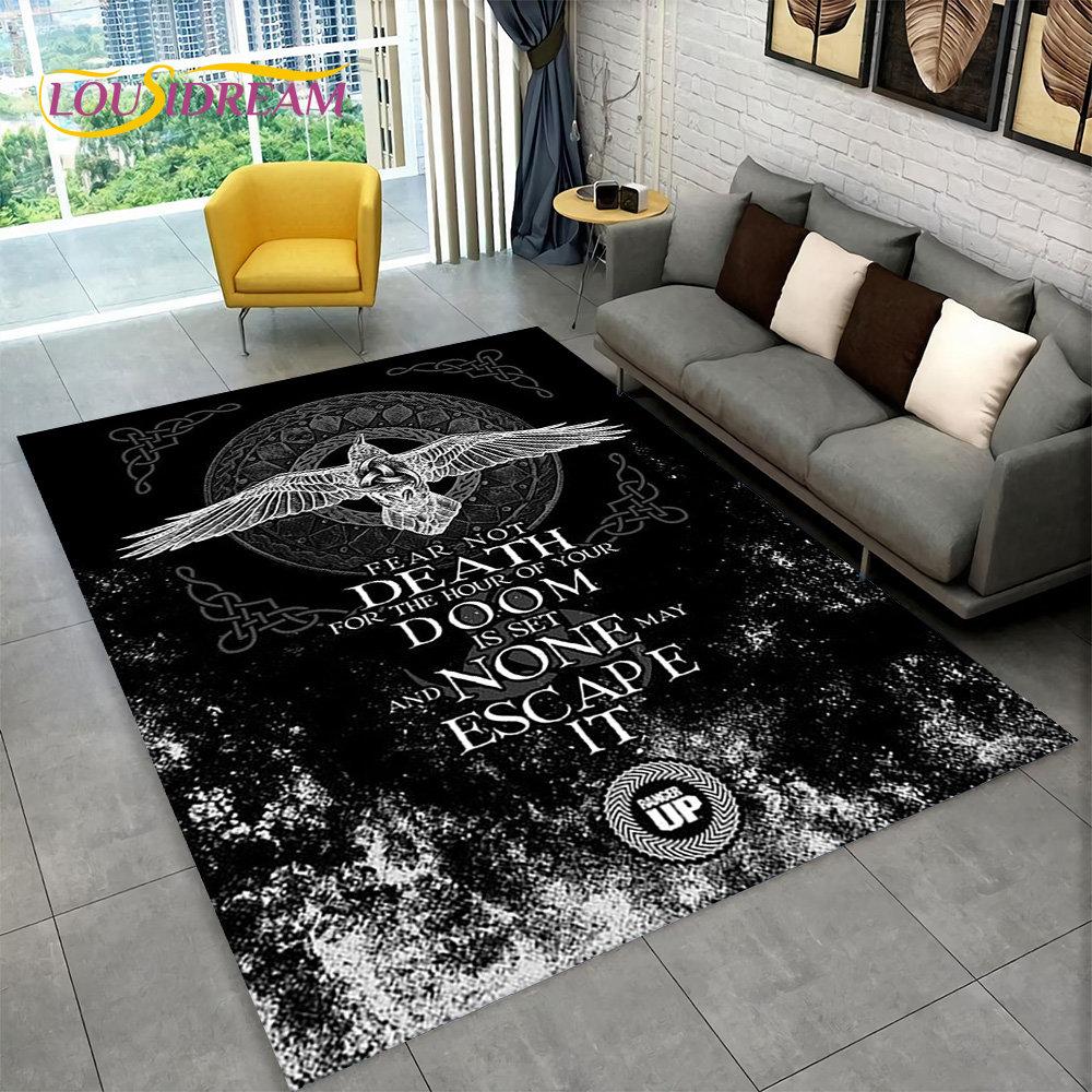 Коврик с рунами викингов и скандинавской мифологии, коврик для гостиной, спальни, дивана, коврик для кухни, декор для кухни, нескользящий напольный коврик