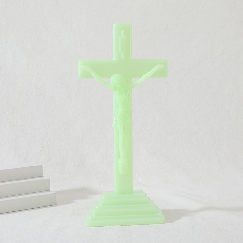 Luminous Jesus Cross Adornment Home Decor Religious Gift Retro Table Nament Wall Hanging Festive Party Supplies