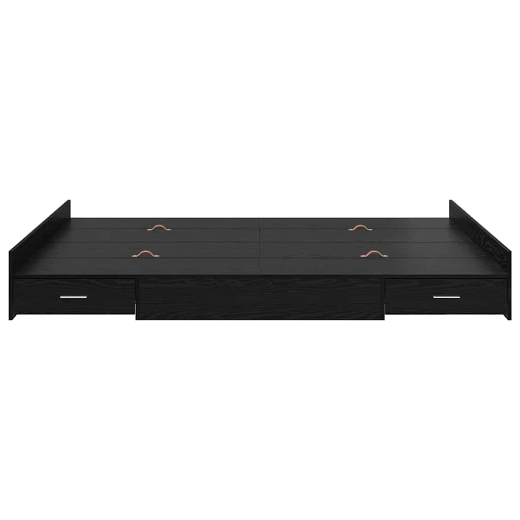 Storage Bed Frame Black Oak Effect 135 x 190 cm