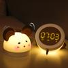 Dimmable LED Digital Alarm Clock Electronic LED Display Cute Mouse Night Lamp USB Charging Desk Clock for Home Decoration