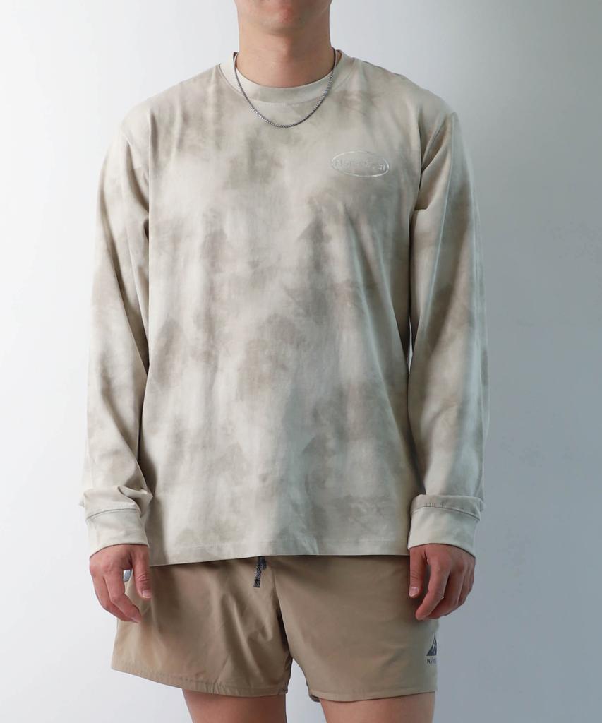 NOMINICAL Flowlight Tie-Dye Logo Print Long Sleeve T-Shirt (Brown)