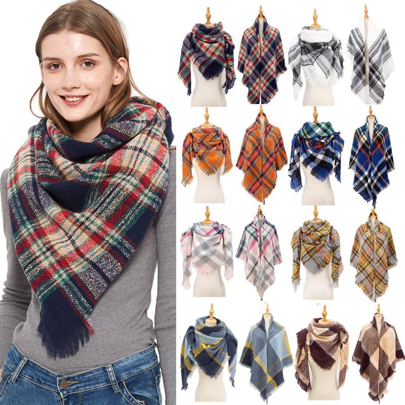 Autumn and Winter New Thickened Warm Circled Yarn Prickly Wool Plaid Square Scarf Scarf Female
