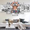 5 Pieces Wall Art HD Prints Pictures Anime Pirate King Warrior Posters Home Decor Canvas Paintings Living Room Printed On Canvas No Frame
