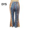 Женские брюки в этническом стиле с цветочным принтом, длинные расклешенные брюки в стиле ретро, ​​высокоэластичные сексуальные повседневные брюки, уличная одежда