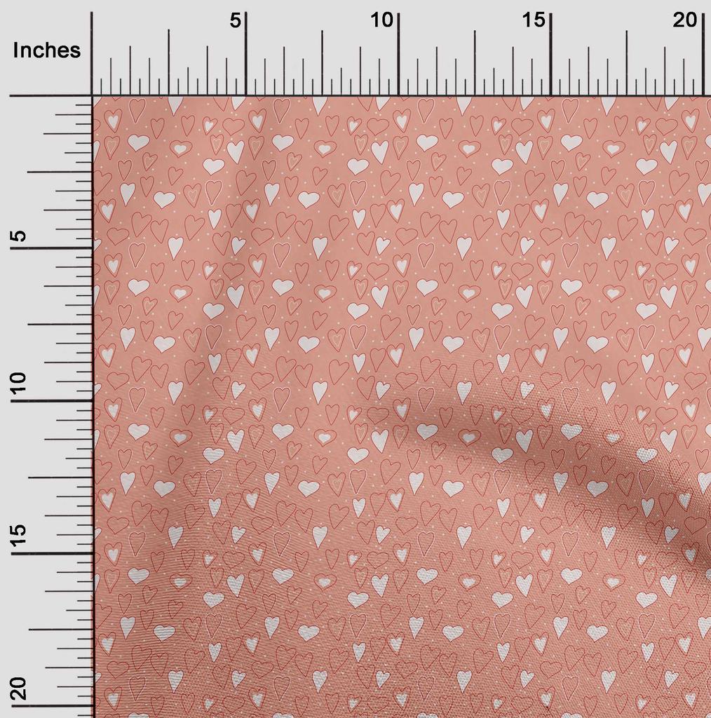 oneOone Cotton Flex Peach Fabric Valentine Heart Quilting Supplies Print Sewing Fabric By The Yard 40 Inch