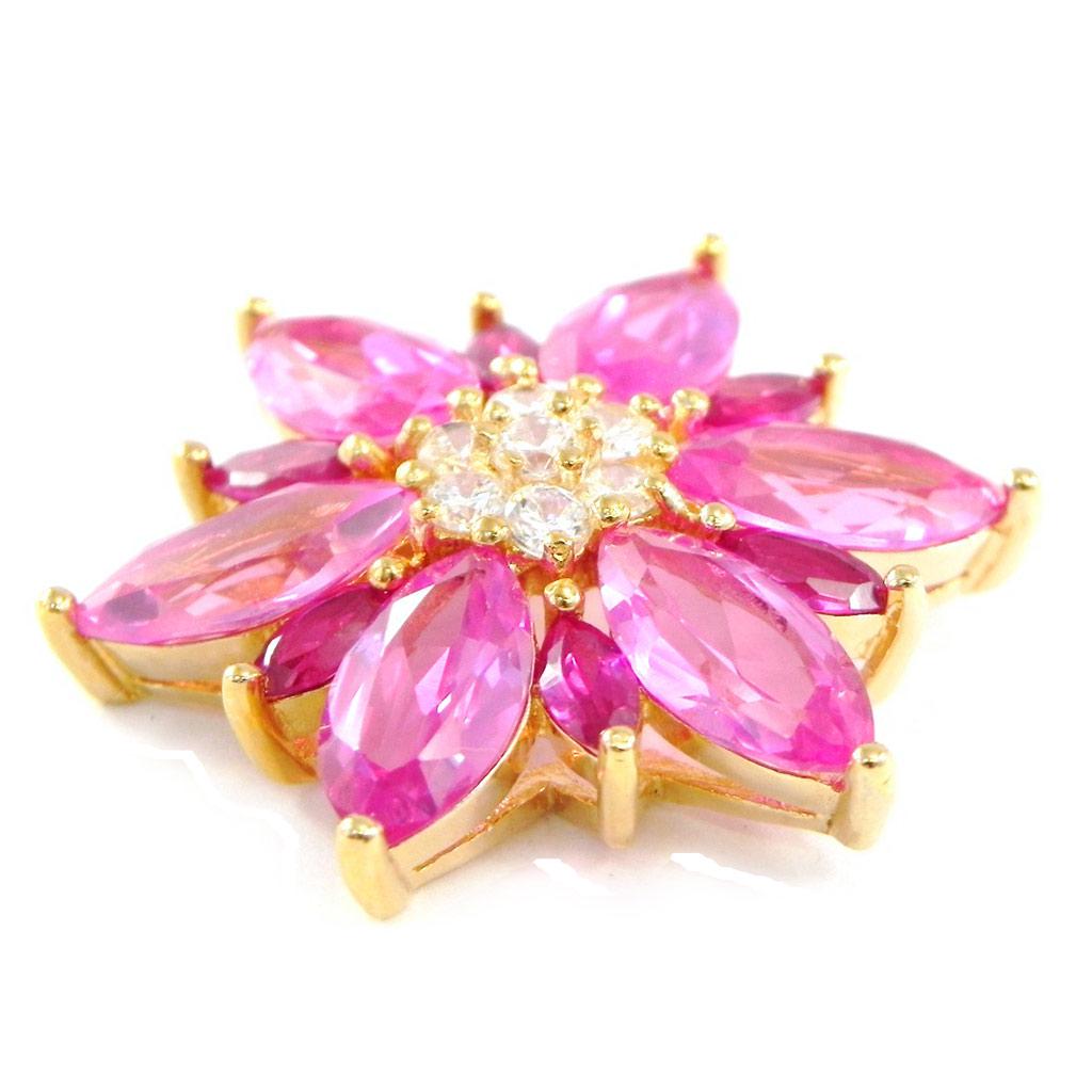Les Trésors De Lily [G7626] - Pink 'Flora' Gold Plated Pendant